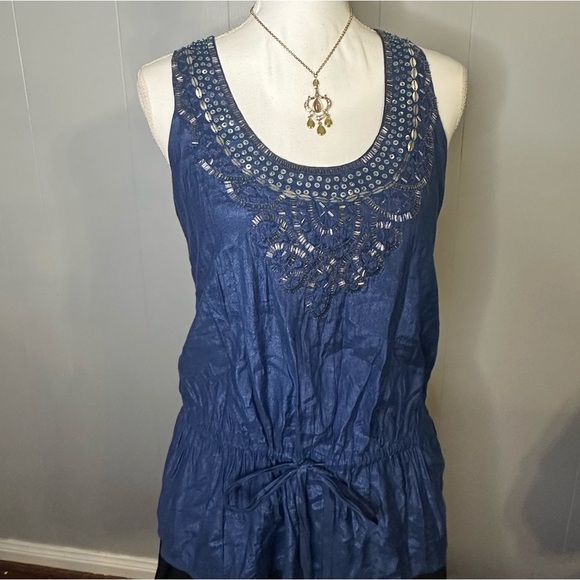 Forever 21 Blue Embellished Boho Top - Picture 6 of 6